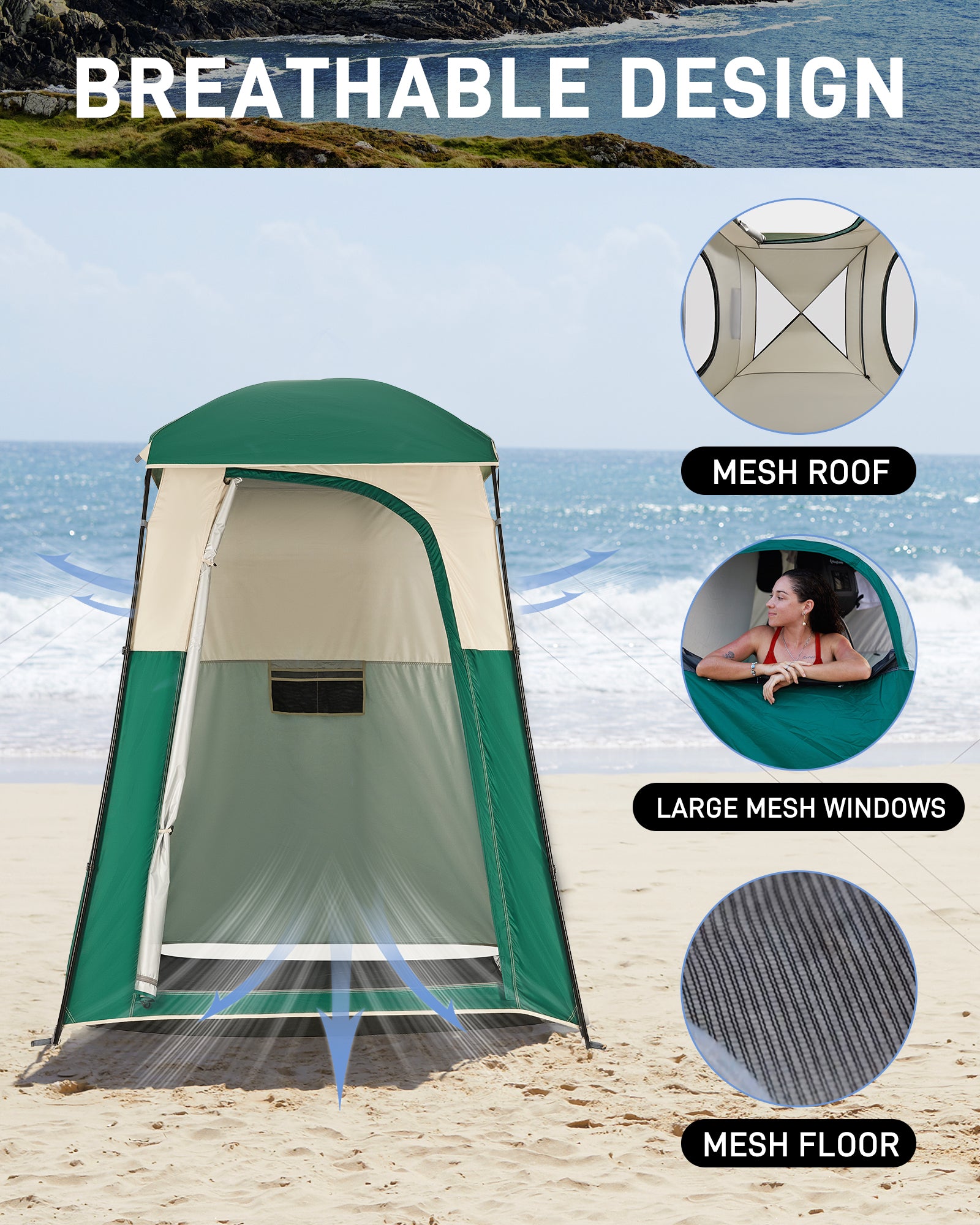 MARASUSA Single Privacy Shelter with 20L Solar Shower Bag