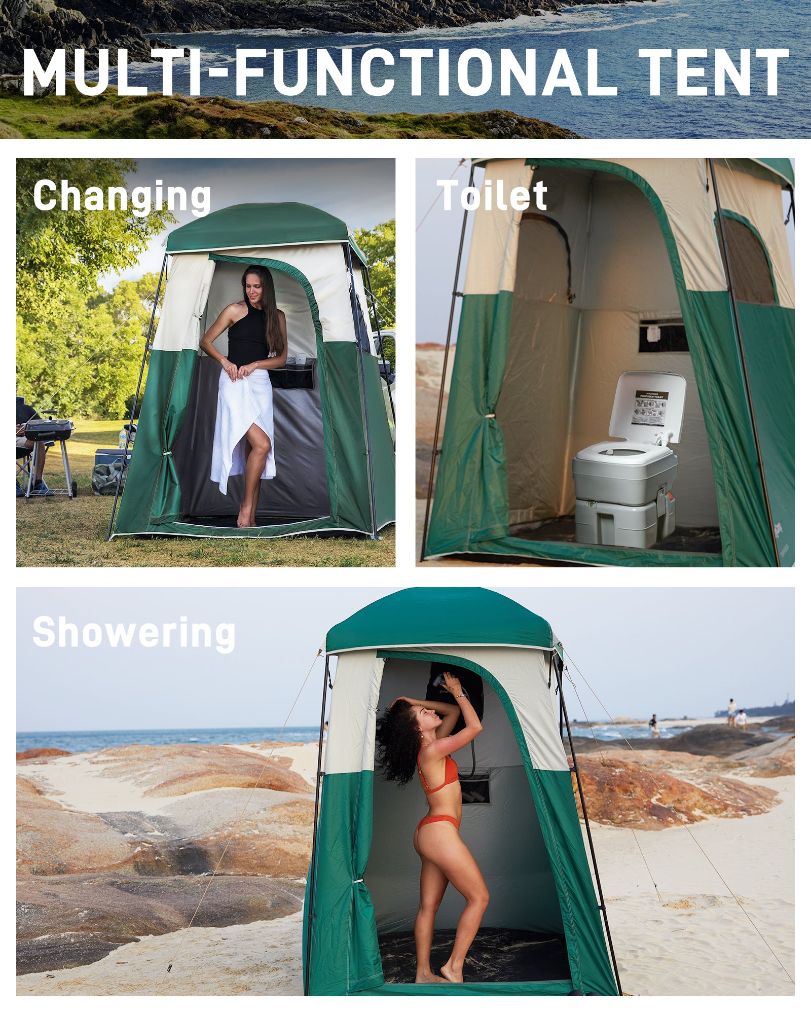MARASUSA Single Privacy Shelter with 20L Solar Shower Bag