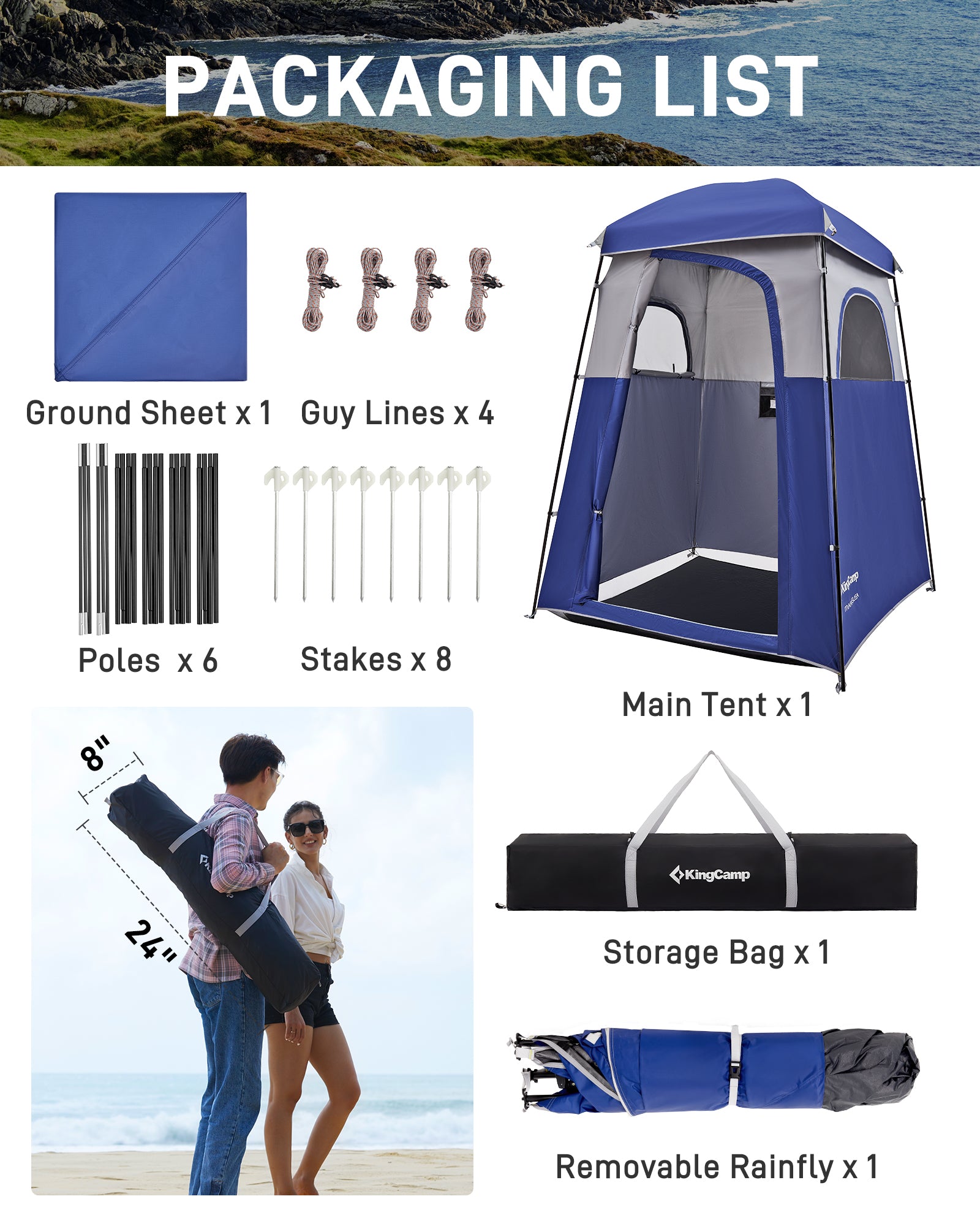 MARASUSA Single Privacy Shelter with 20L Solar Shower Bag