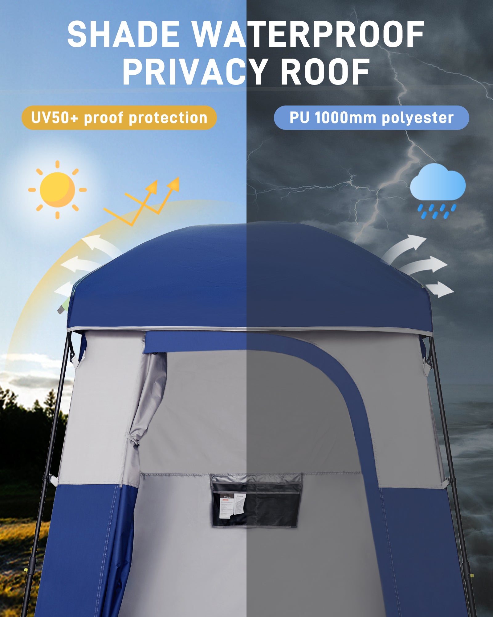 KingCamp Spacious Single Shower Tent Solar Shower Set