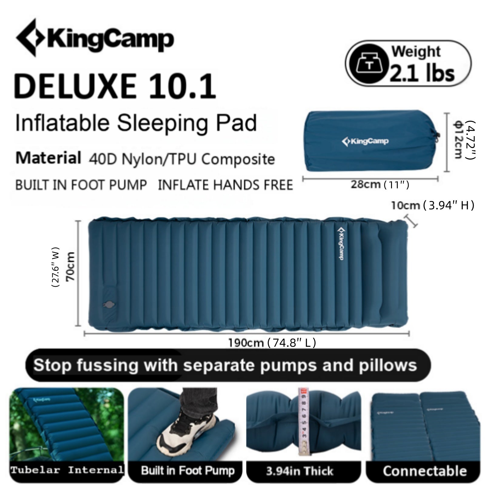 DELUXE 10.1 Inflatable Sleeping Pad – KingCamp