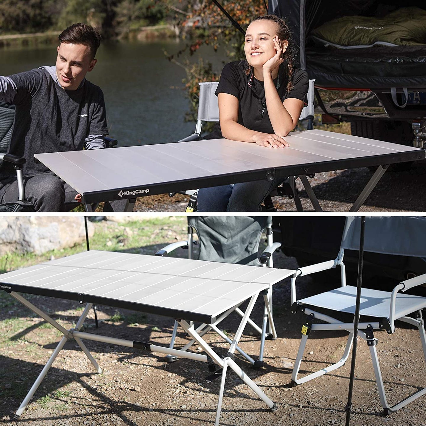 KingCamp Large Luxury Aluminum Roll Up Table