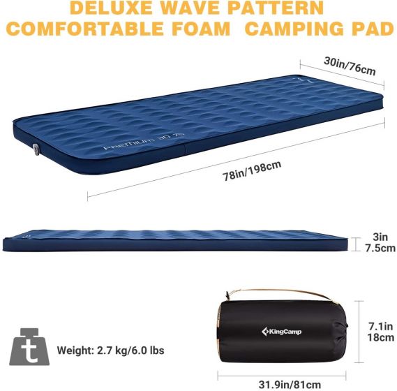 KingCamp Premium 3D 7.5 Single Self-Inflatable Sleeping Pad