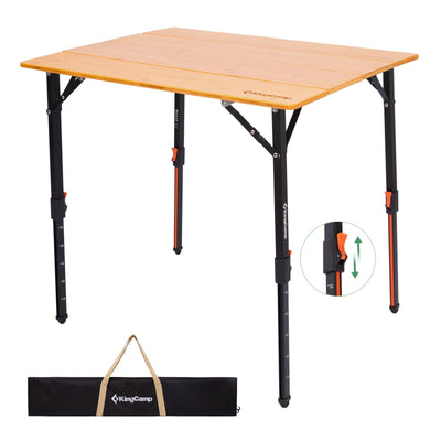 camp 4 campingtisch KingCamp4-Fold Square Tube Bamboo Table S – Kompakter und tragbarer Camping-Schreibtisch