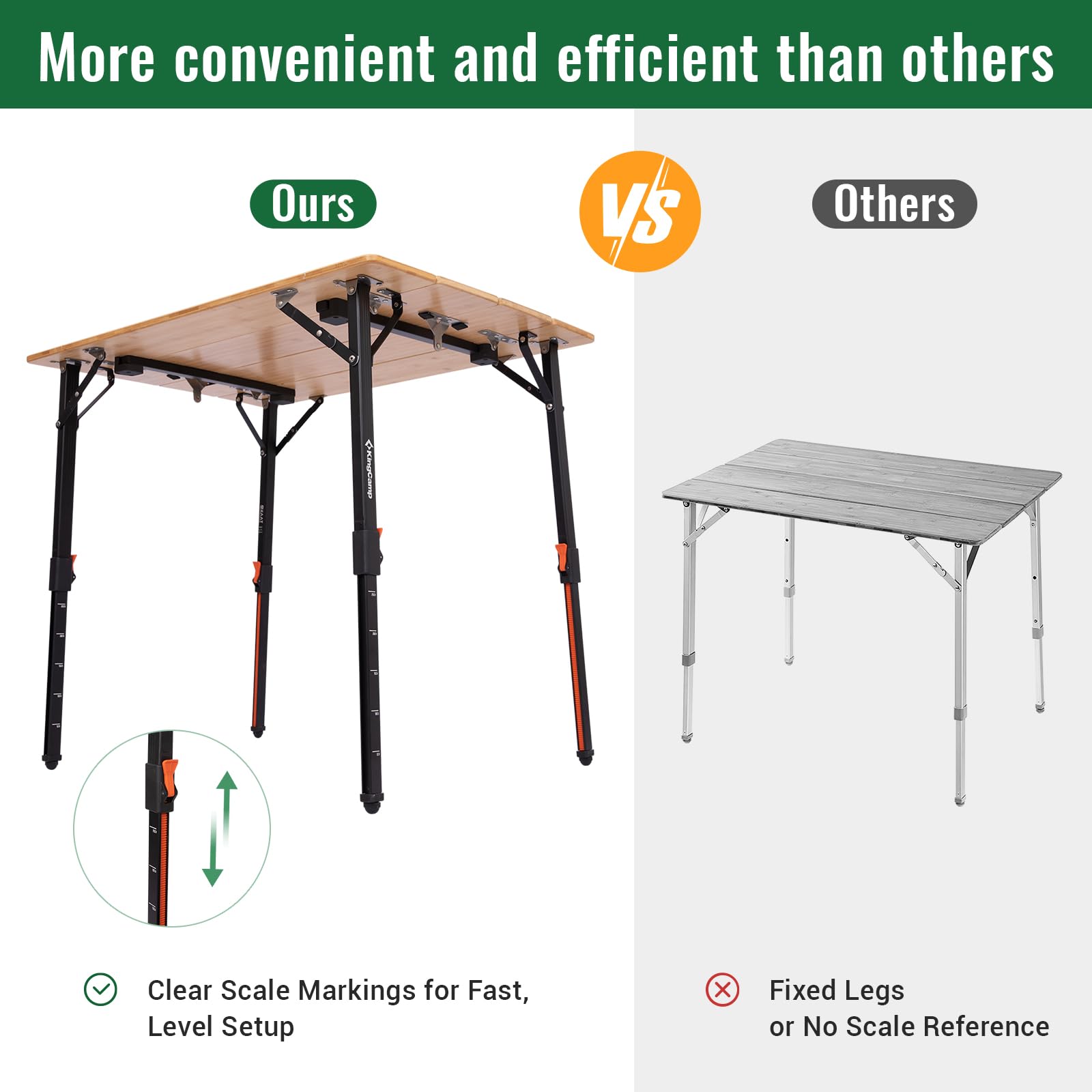 KingCamp BAMBOO P8060 PLUS 4-Fold Bamboo Camping Table