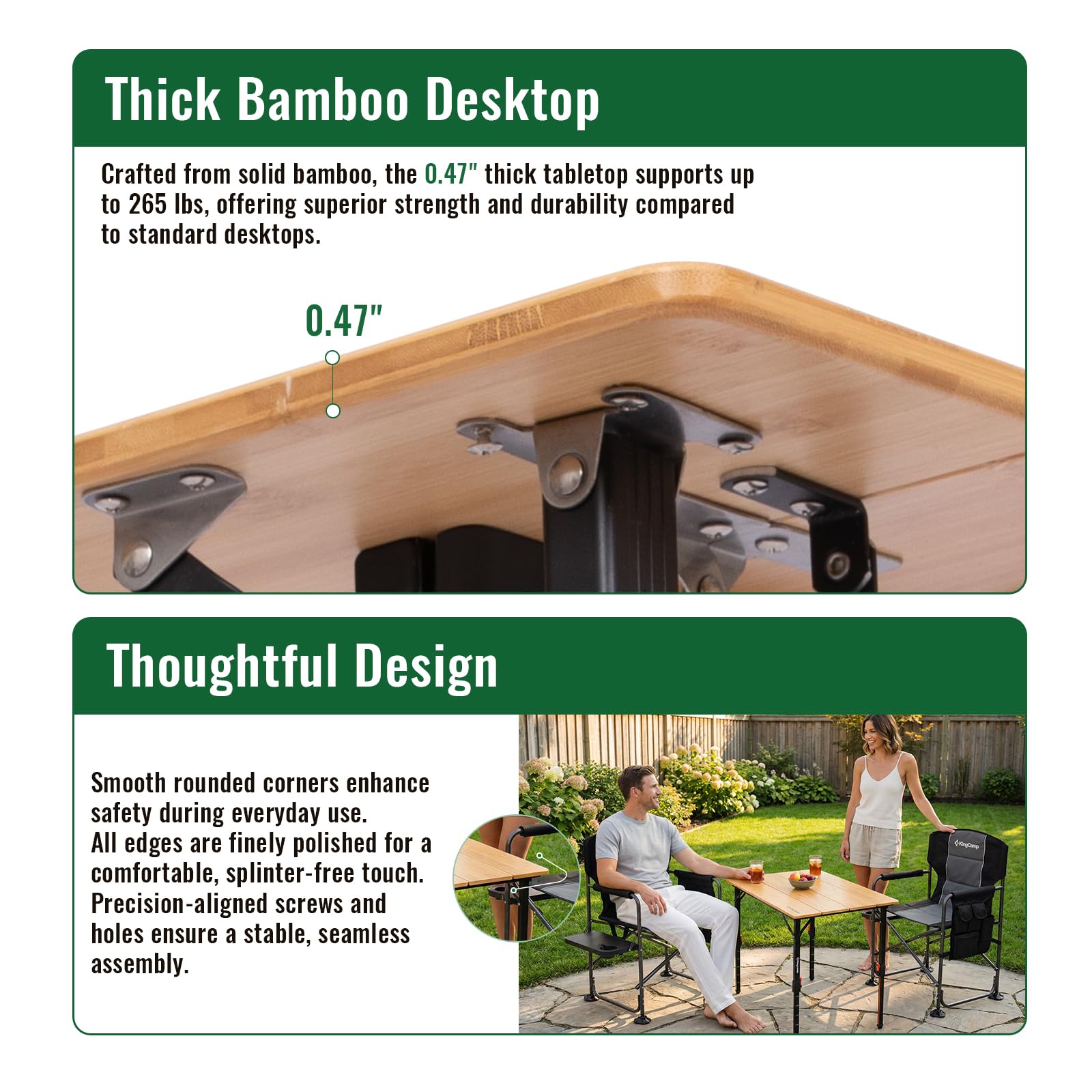 KingCamp BAMBOO P8060 PLUS 4-Fold Bamboo Camping Table