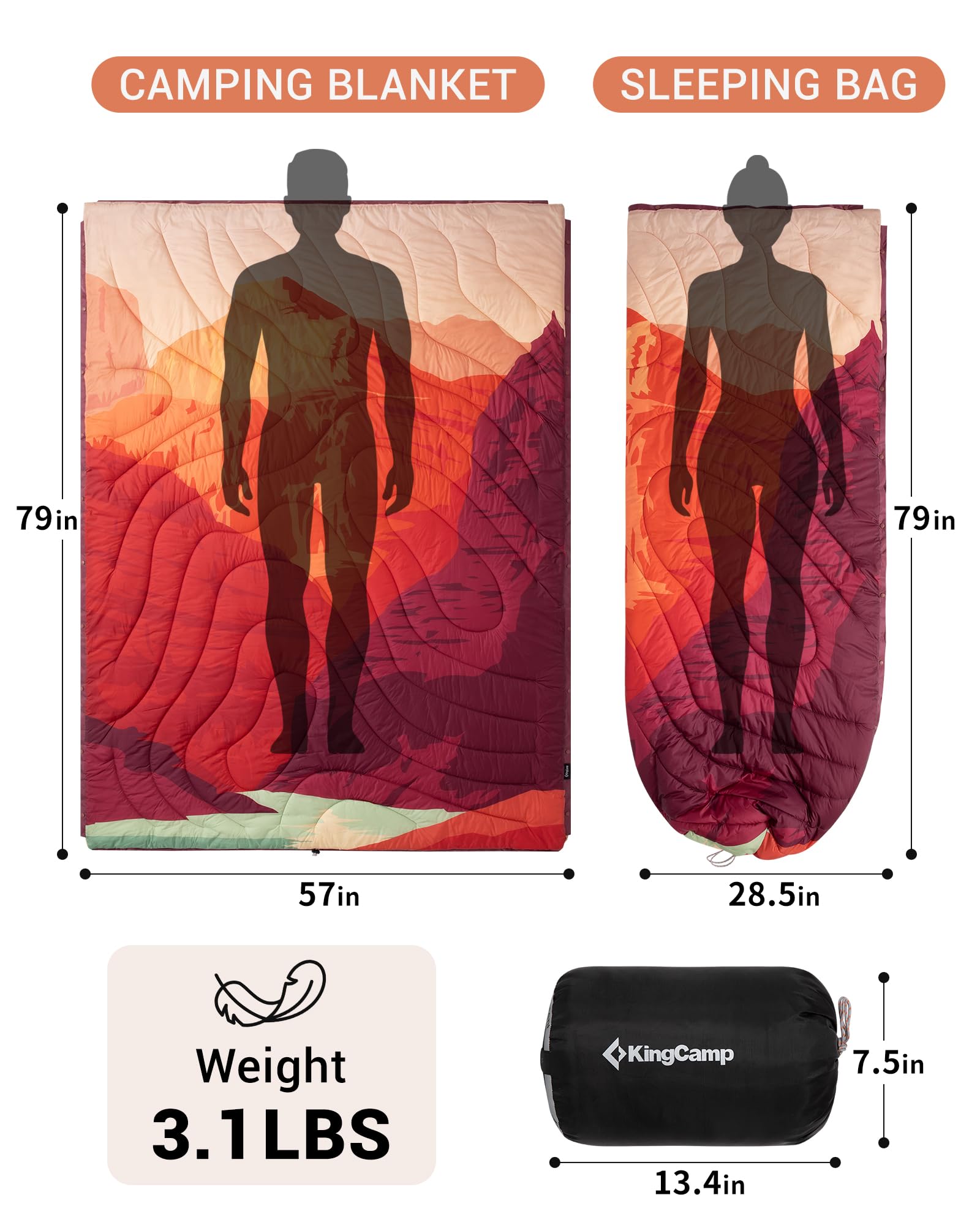 KingCamp Boho Printed Wearable Camping Blanket