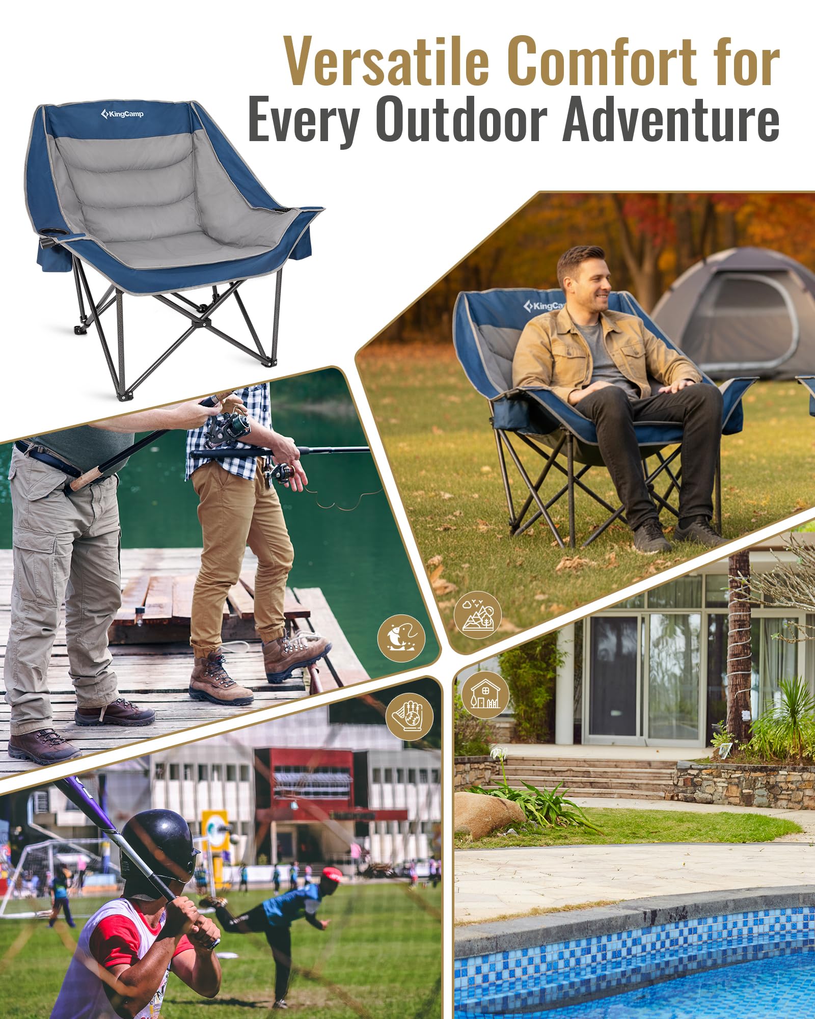 KingCamp CANNA C10 PLUS Oversized Padded Camping Chair