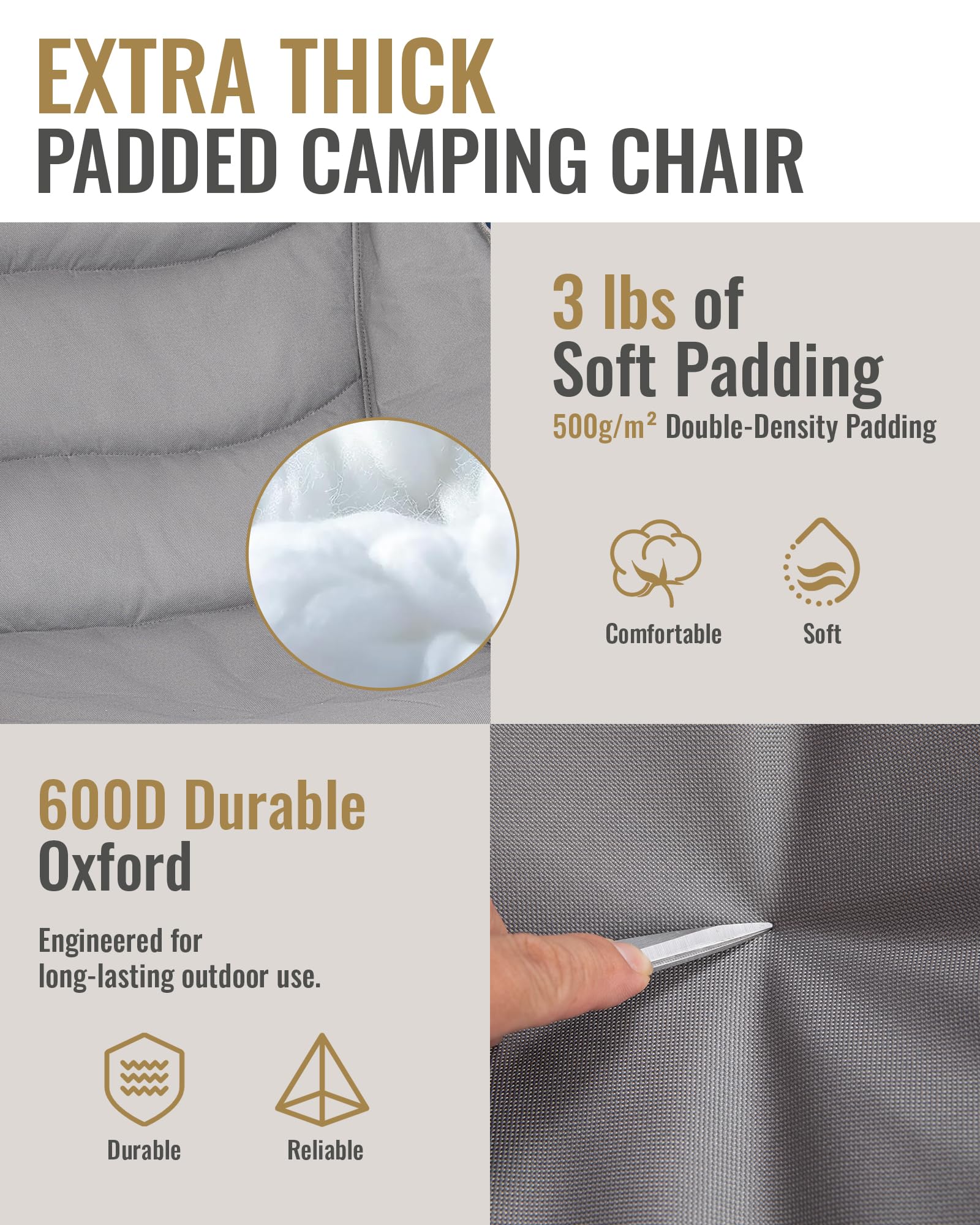 KingCamp CANNA C10 PLUS Oversized Extra Thick Padded Camping Chair