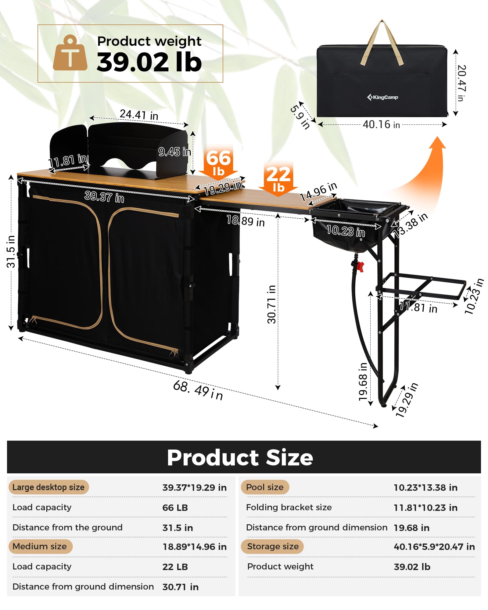 KingCamp アウトドアテーブル折りたたみキャンプBBQテーブル