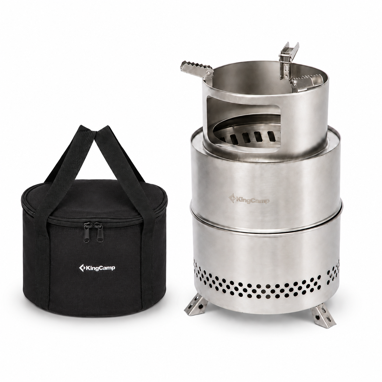 KingCamp FIREWOOD M Folding Wood Stove, Portable Stainless Steel Campfire Stove for Camping, BBQ, Cooking & Boiling Water