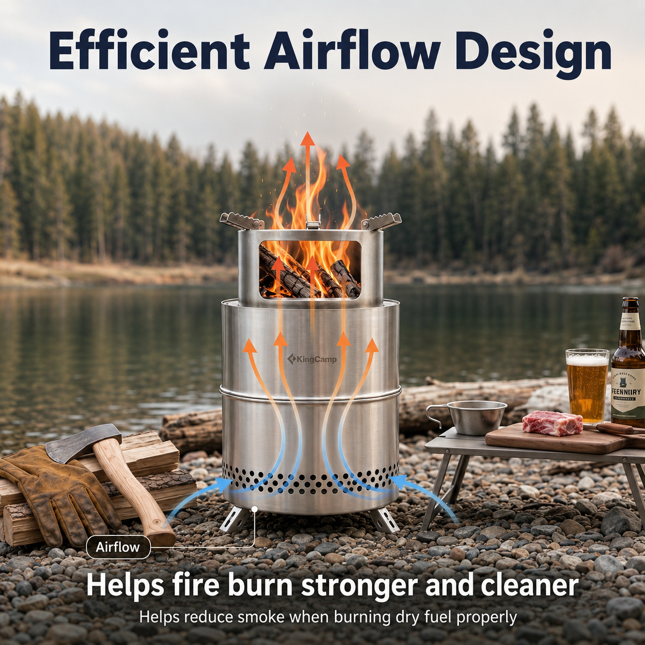KingCamp FIREWOOD M Folding Wood Stove with Efficient Airflow Design