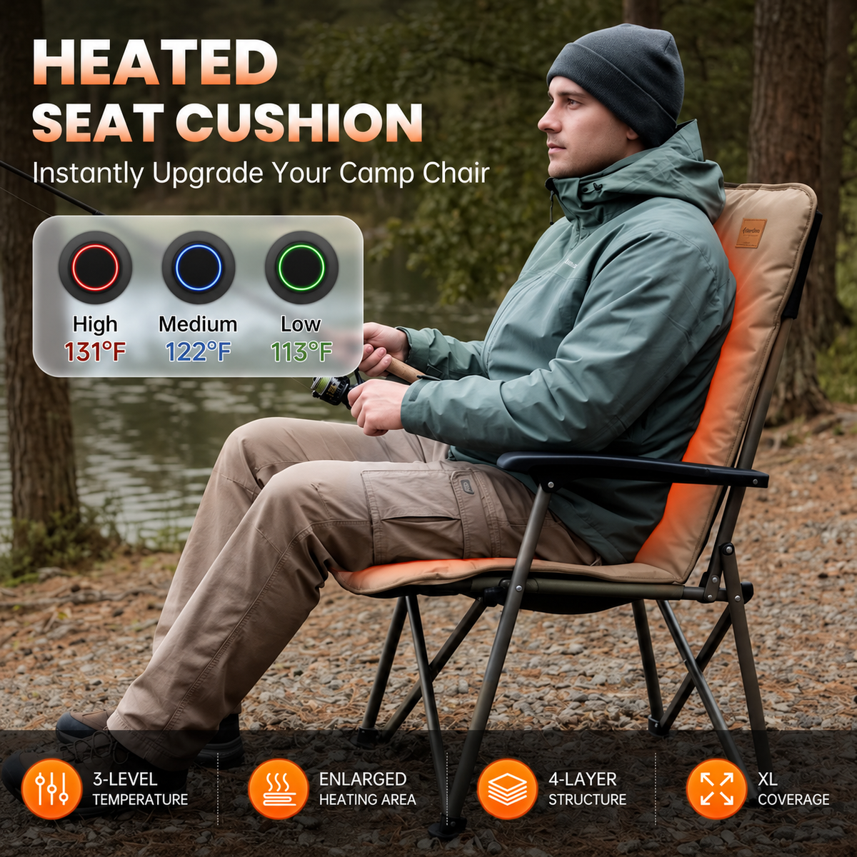 Heated Seat Cushion for Camping Chair