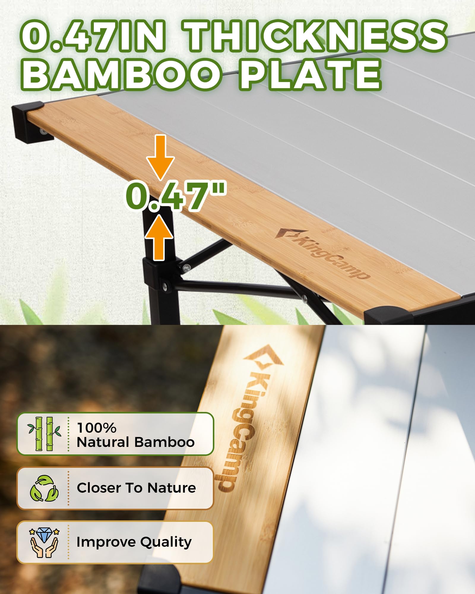 Hybrid Aluminum Roll-Top Table with Bamboo Extensions – KingCamp