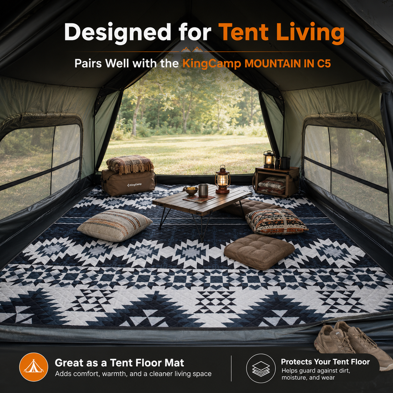 KingCamp ISIAY MAX 3.4 Large Camping Mat Designed for Tent Living Pairs Well with the KingCamp MOUNTAIN IN C5