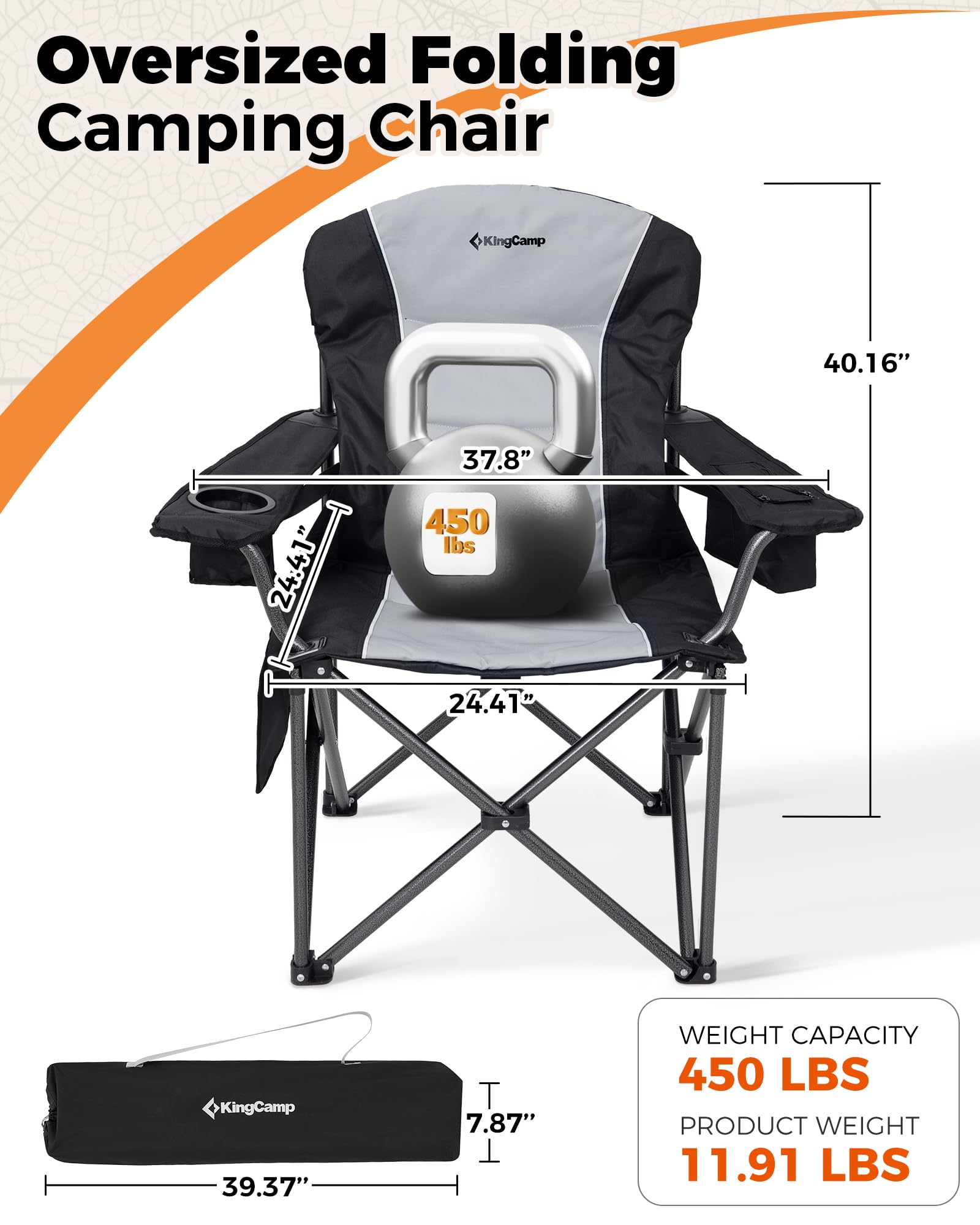 KingCamp JUNIPER C10 Oversized Folding Chair with Adjustable Lumbar Su