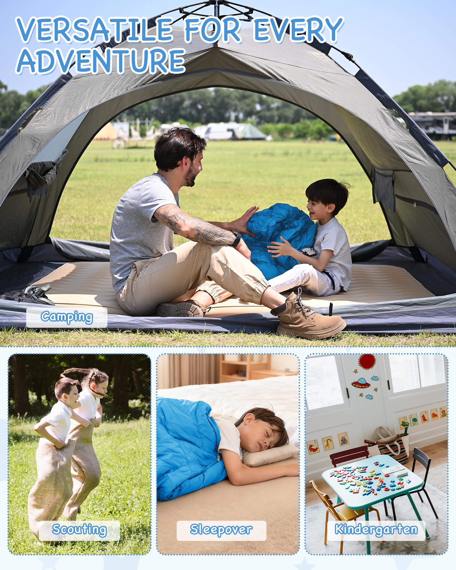 KingCamp Kids Mummy Sleeping Bag - 100% Cotton Flannel Lining