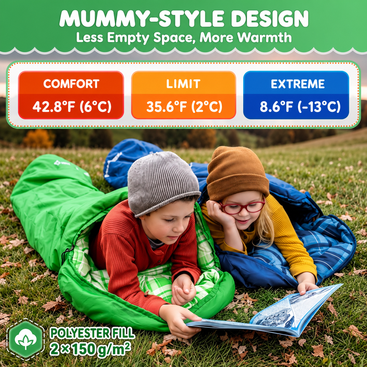KingCamp Treck 300S+ Kids Mummy Sleeping Bag