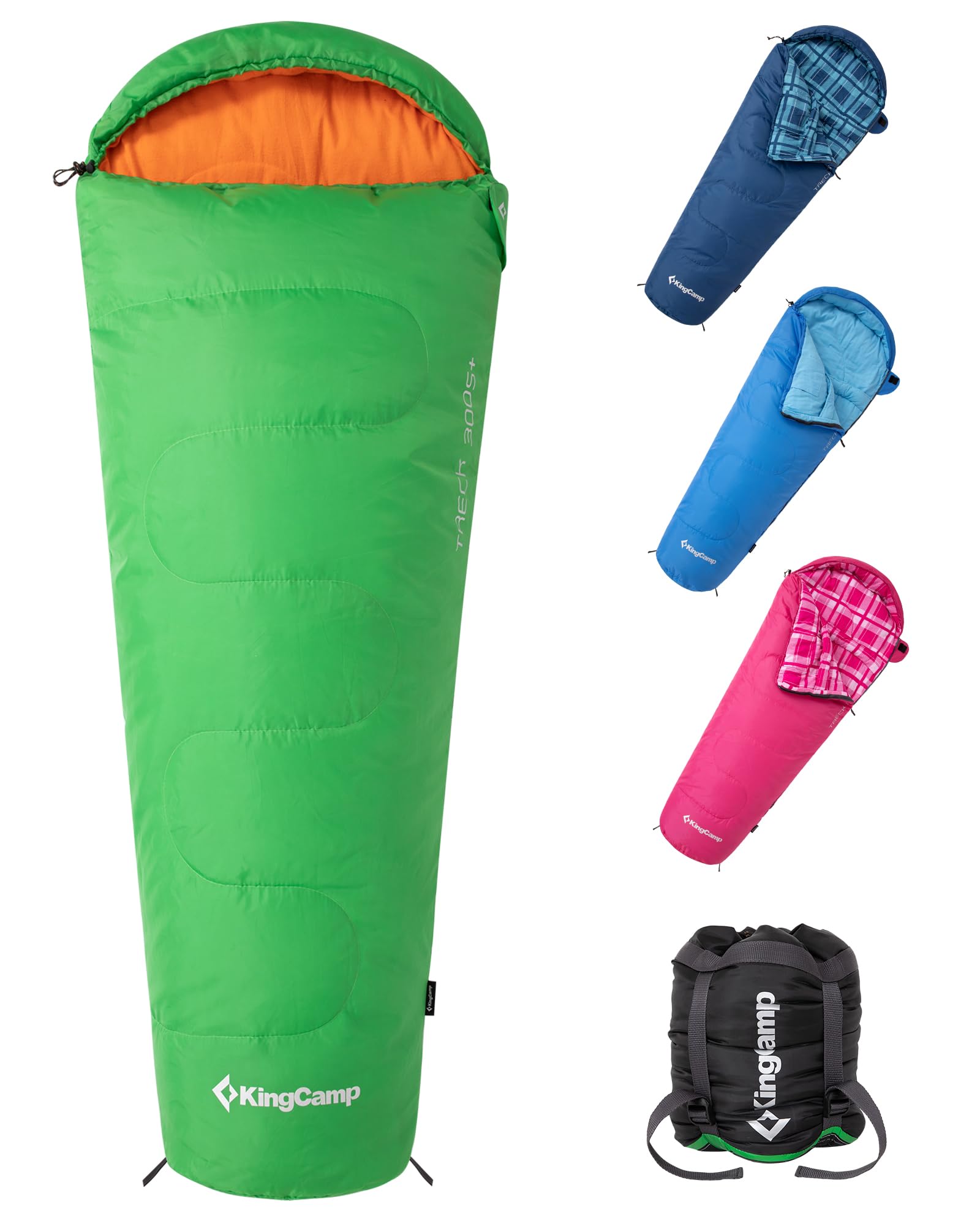 KingCamp Kids Mummy Sleeping Bag - 3-Season Warm & Snug Fit for Camping, Ages 8-12 (up to 4'7" Tall) Green