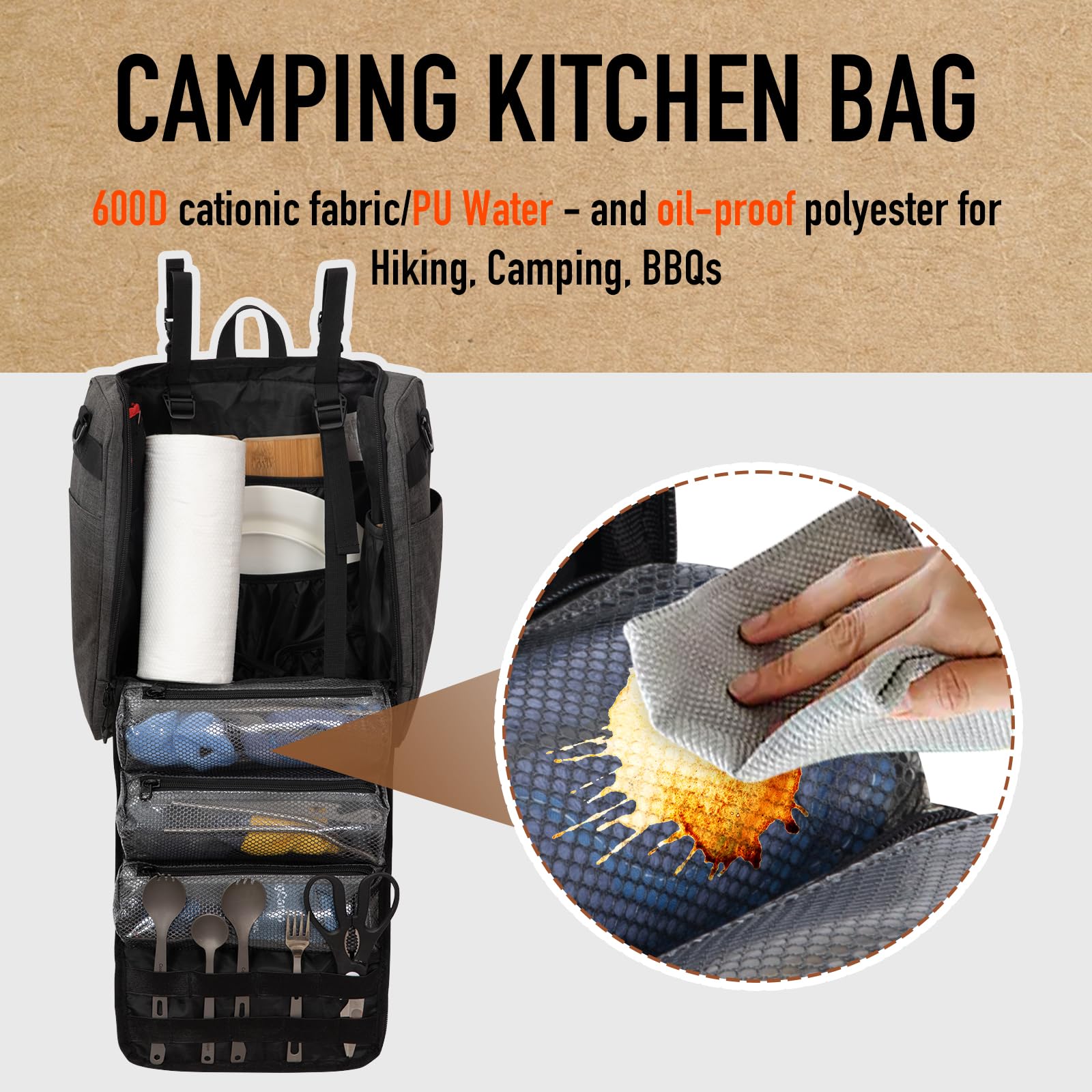 KingCamp Picnic Backpack Tactical Kitchen Storage Bag - 17Liters