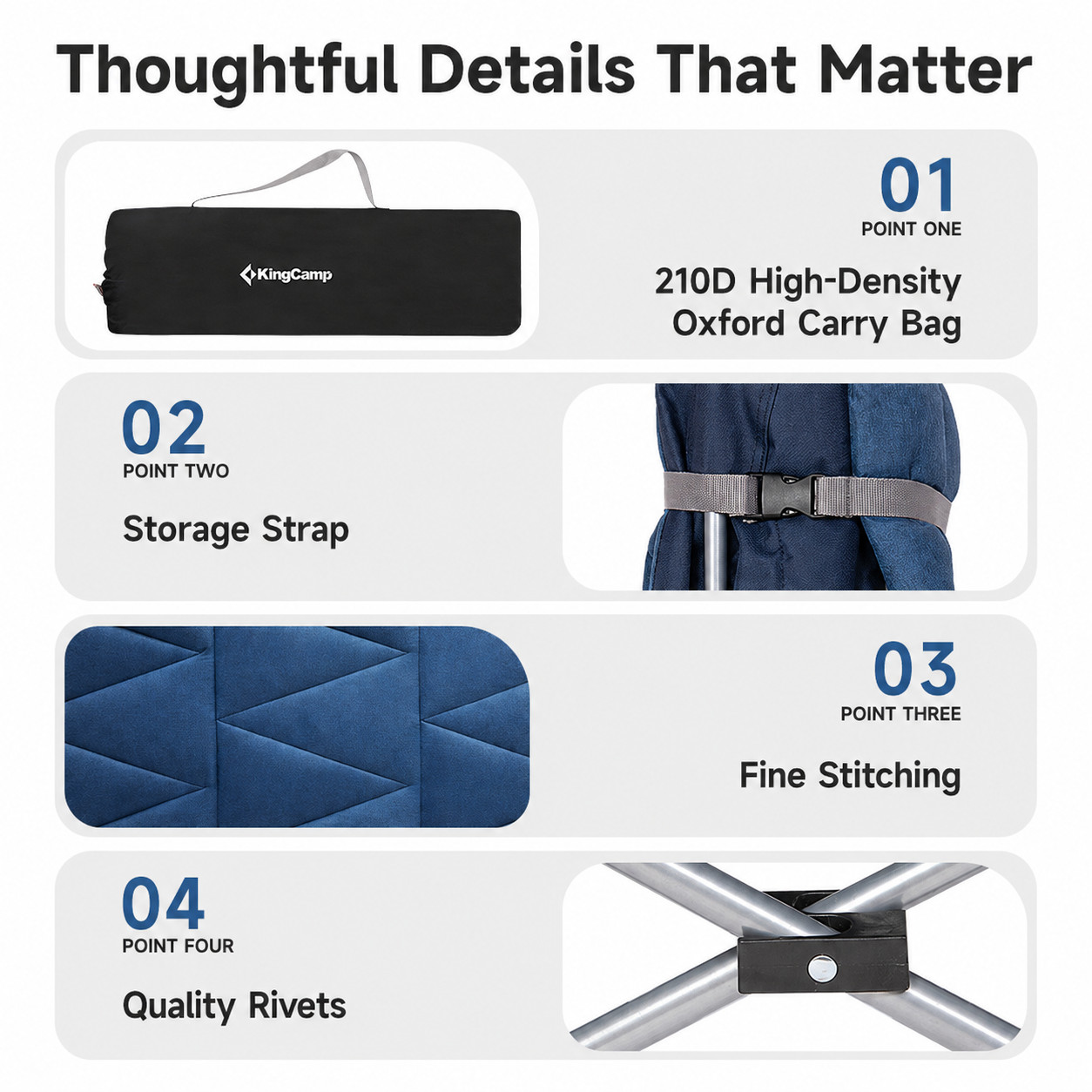 KingCamp Ravon C20 Folding Camping Cot, 400 lbs Heavy Duty Portable Sleeping Bed with Padded Headrest, 10-Leg Steel Frame & Side Pocket