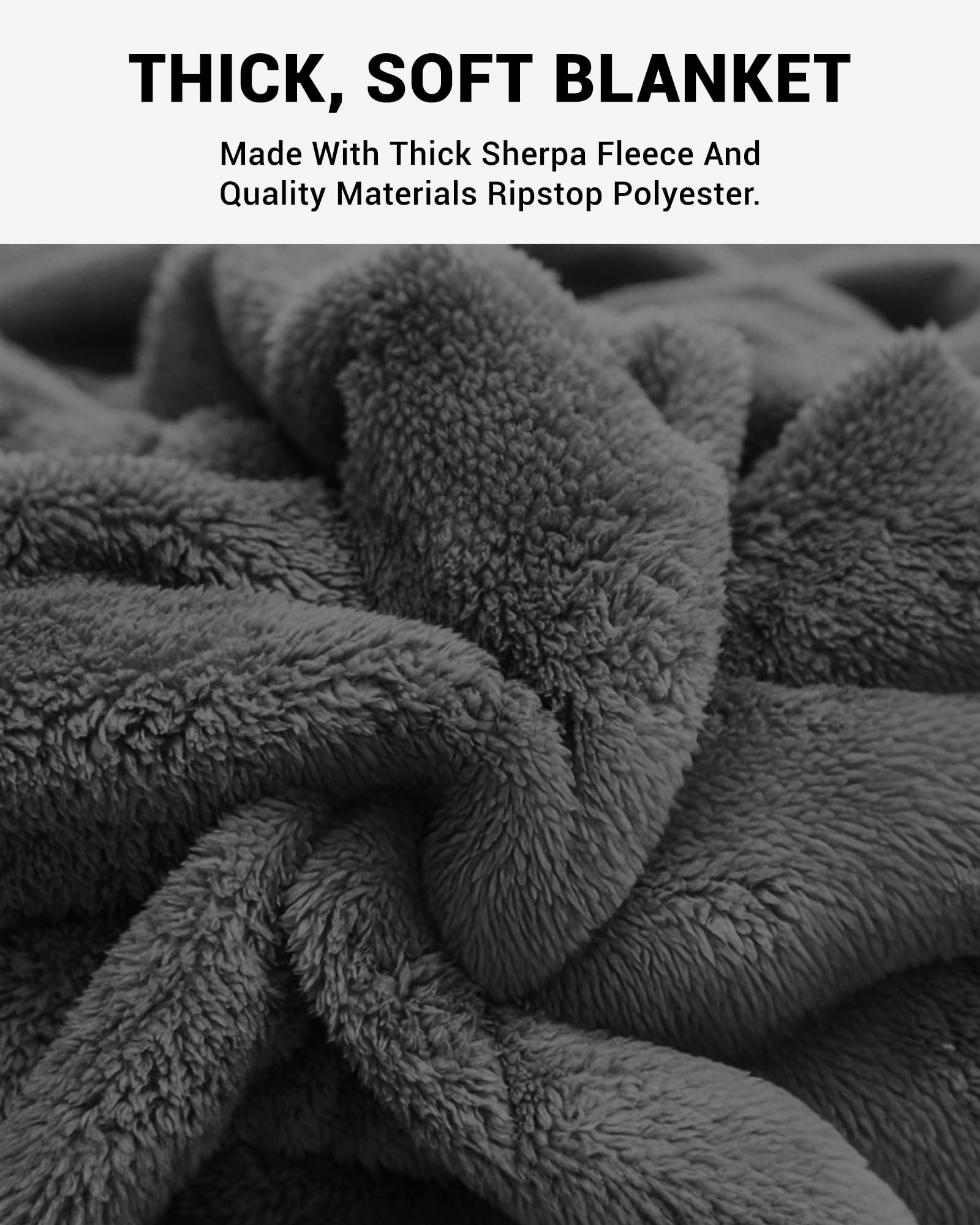 KingCamp Sherpa Sleeping Bag Blanket | 2-in-1 for Camping, Car & Home | Lightweight & Packable