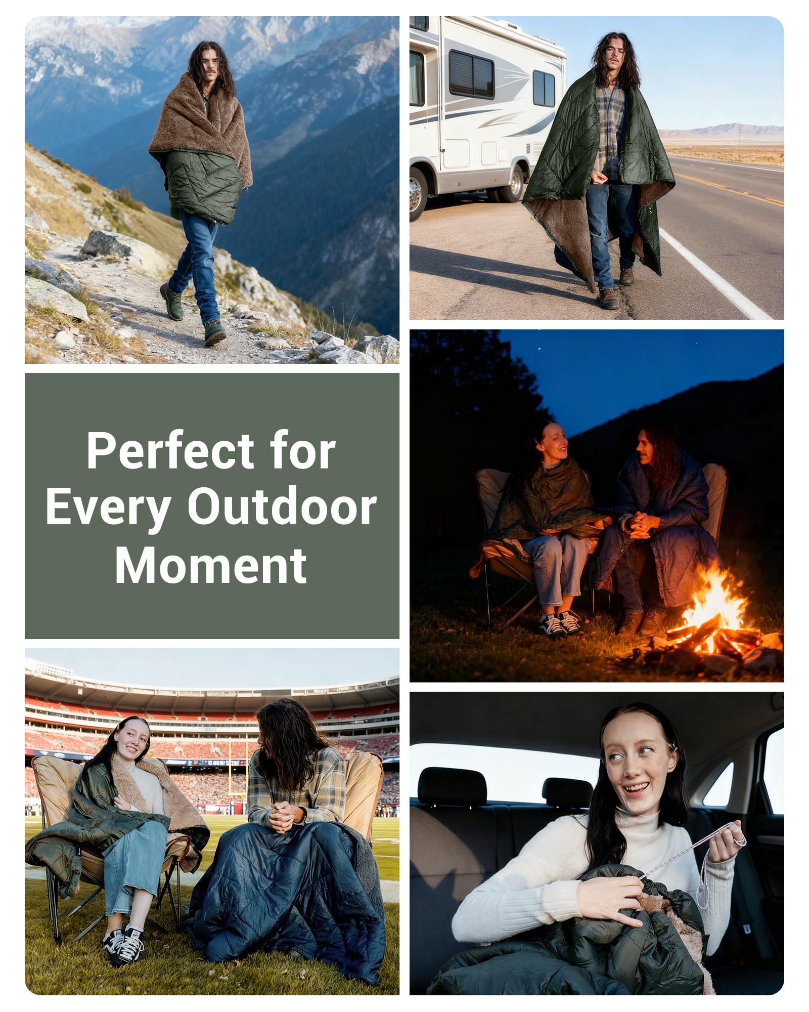 KingCamp Sherpa Sleeping Bag Blanket | 2-in-1 for Camping, Car & Home | Lightweight & Packable