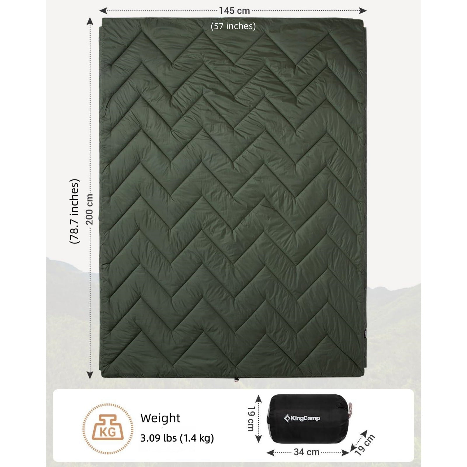 KingCamp Sherpa Sleeping Bag Blanket 2-in-1 for Camping, Car & Home Lightweight & Packable