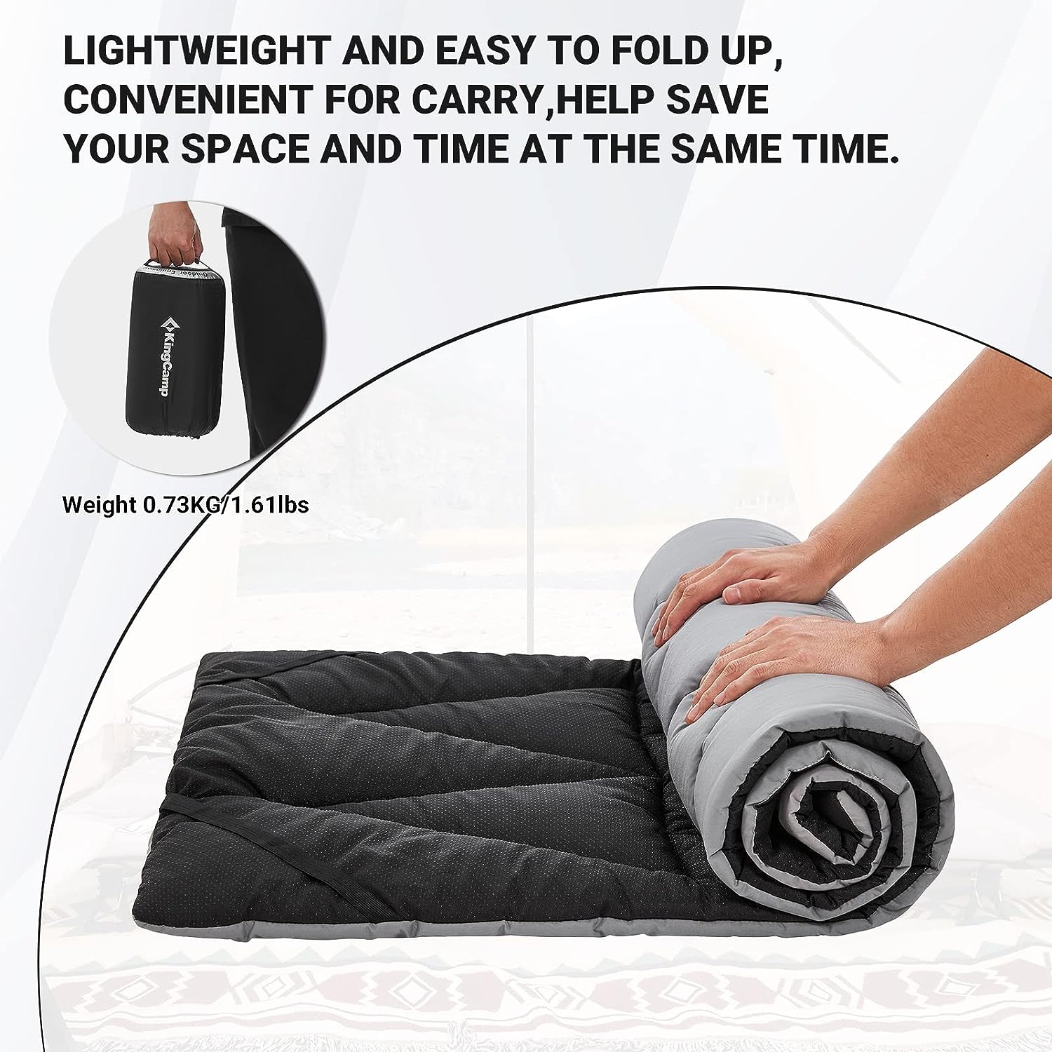 KingCamp Cot Pad For Camping - 75"x25" Lightweight Sleeping Mat With Non-Slip Bottom
