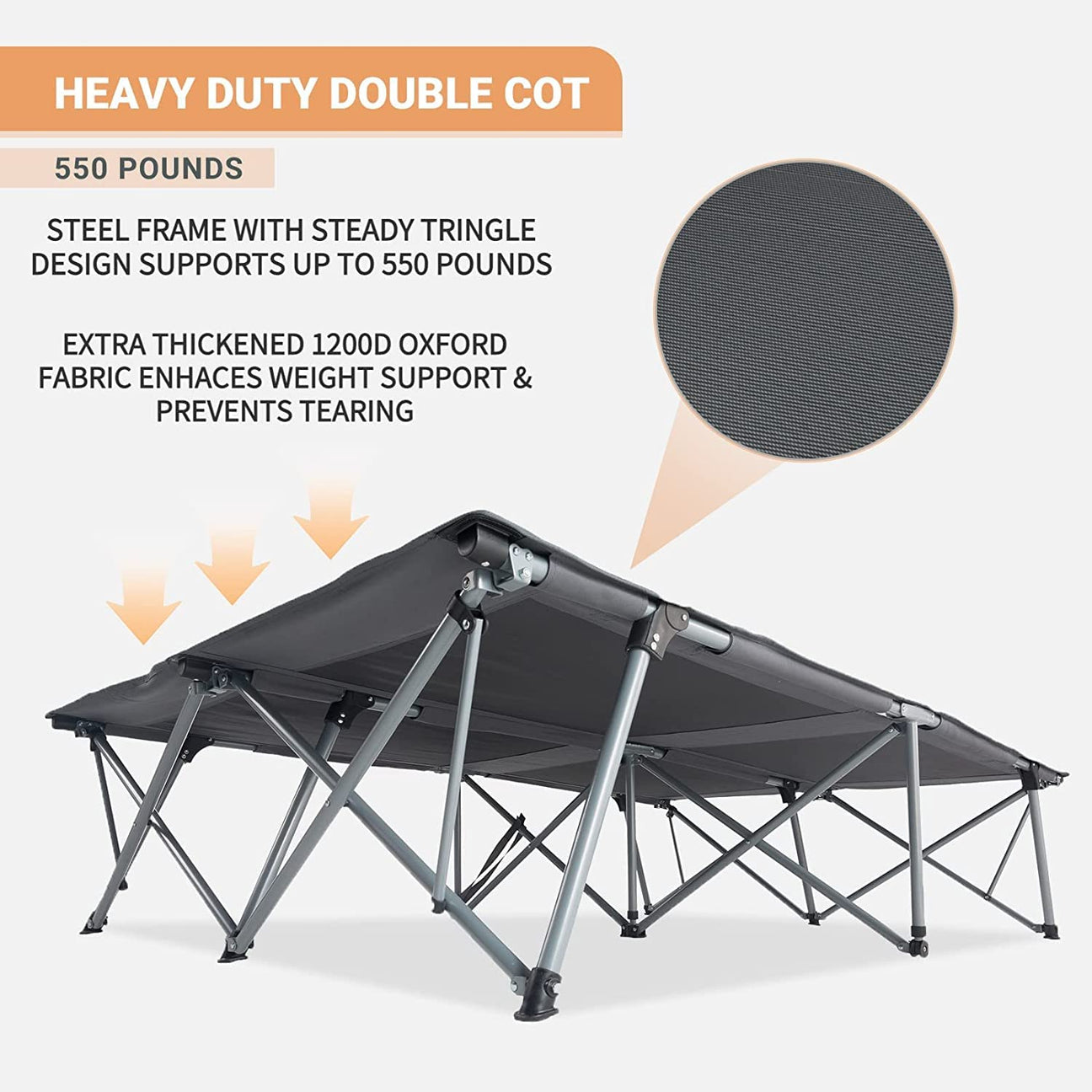 KingCamp Luxury Double Folding Camping Cot Comfortable Camping for Two