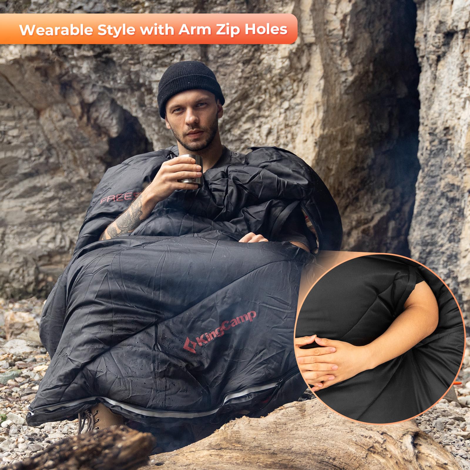 Lightweight Flannel Camping Sleeping Bag XL KingCamp