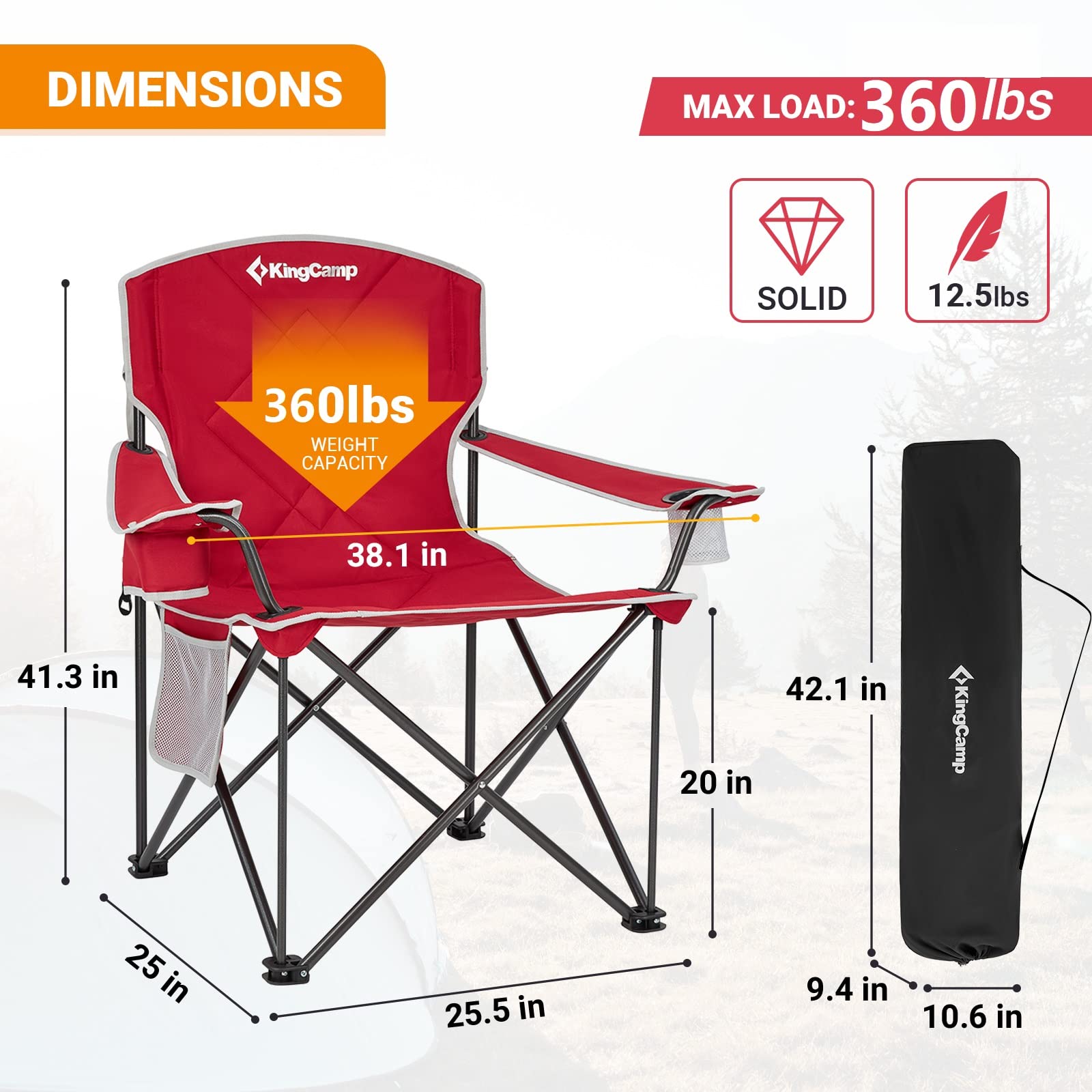Buy KingCamp Outdoor Extra Large Oversized Folding Chairs
