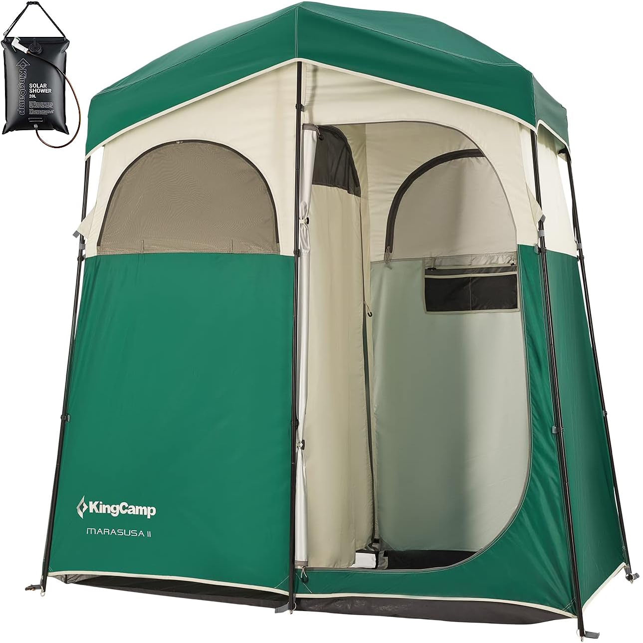 KingCamp Spacious Double Room Shower Tent Solar Shower Combo