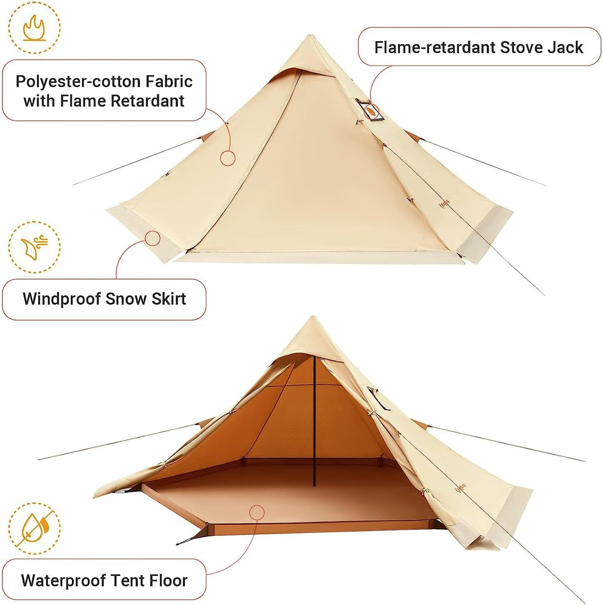 KingCamp Durable and Lightweight T/C Pyramid Hot Tent