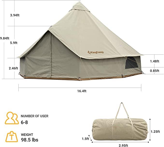KingCamp Khan 500 T/C Cotton 6-8 person 4-Season Glamping Tent