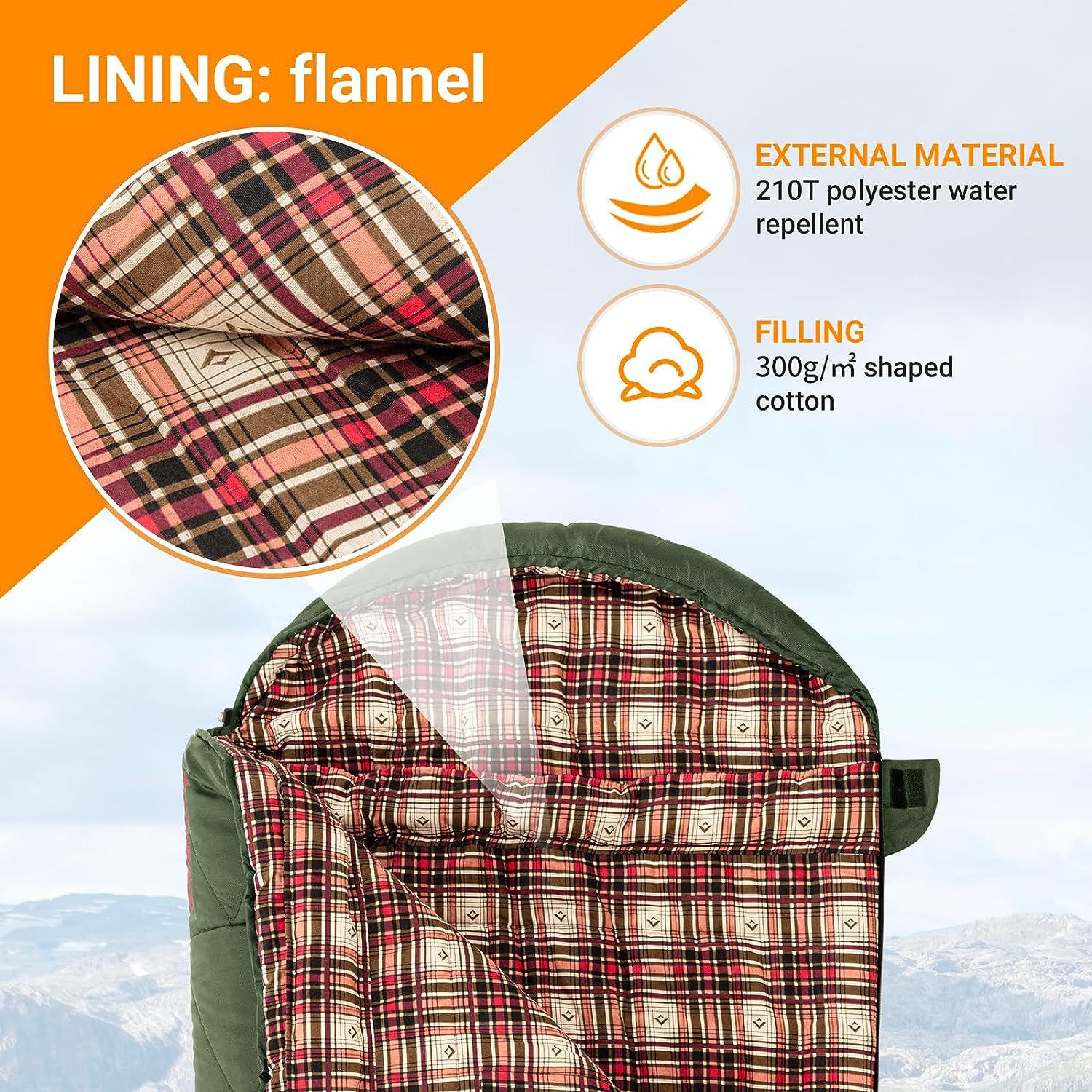 KingCamp Oversized 3 4 Season Sleeping Bag Ultimate Comfort and Warmth for Outdoor Adventures