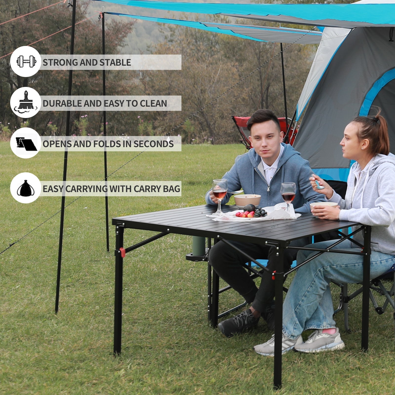 MSSOHKAN Camping Table Folding Portable Camp Side Table Aluminum  Lightweight Carry Bag Beach Outdoor Hiking Picnics BBQ Cooking Dining  Kitchen