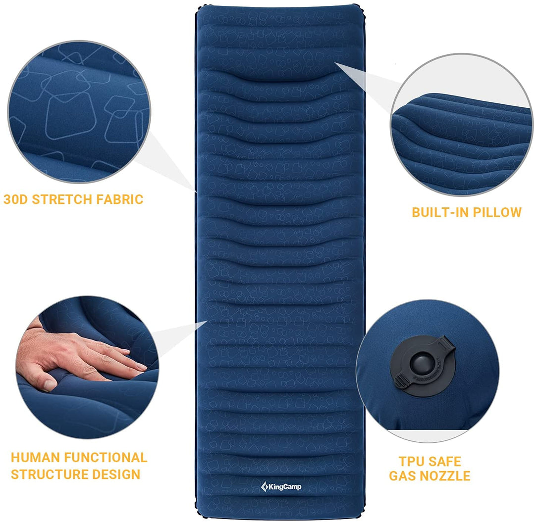 Stretched Inflatable KingCamp Ergonomic Stretching Inflatable Sleeping Pad - Restful Sleep ...