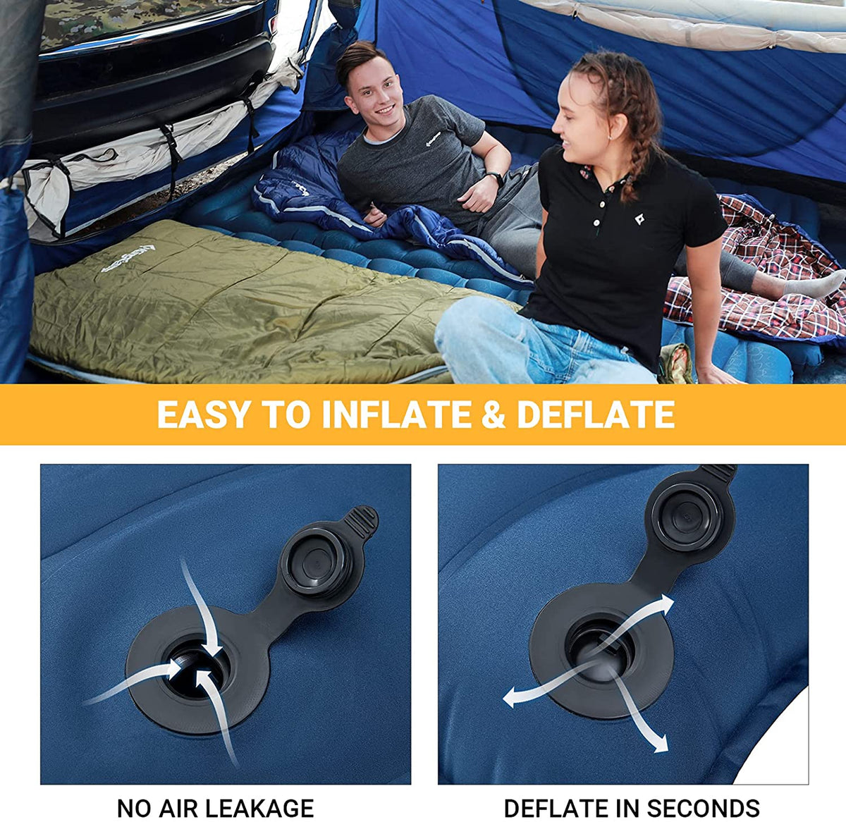 Stretched Inflatable KingCamp Ergonomic Stretching Inflatable Sleeping Pad - Restful Sleep ...