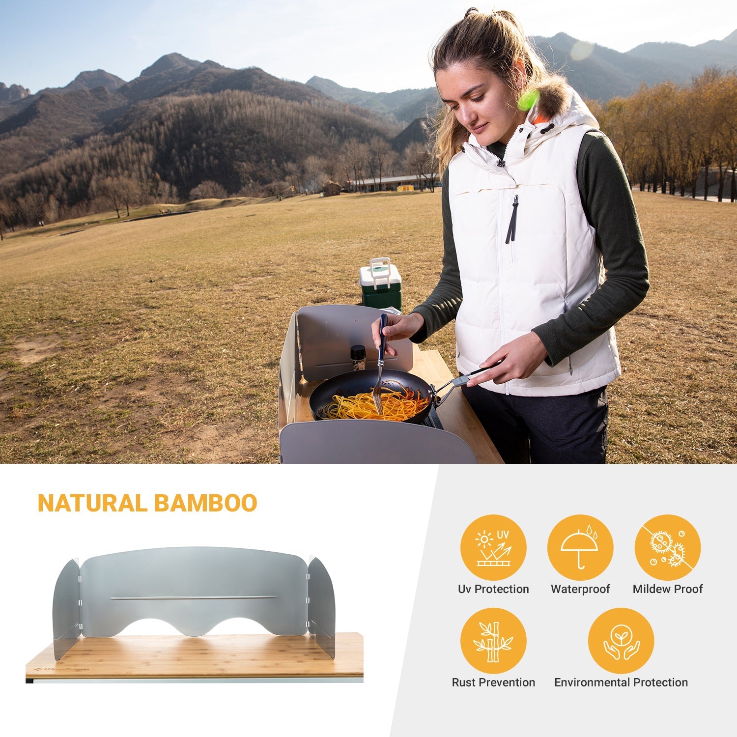 KingCamp Outdoor Gear Folding Portable Bamboo Cooking Table