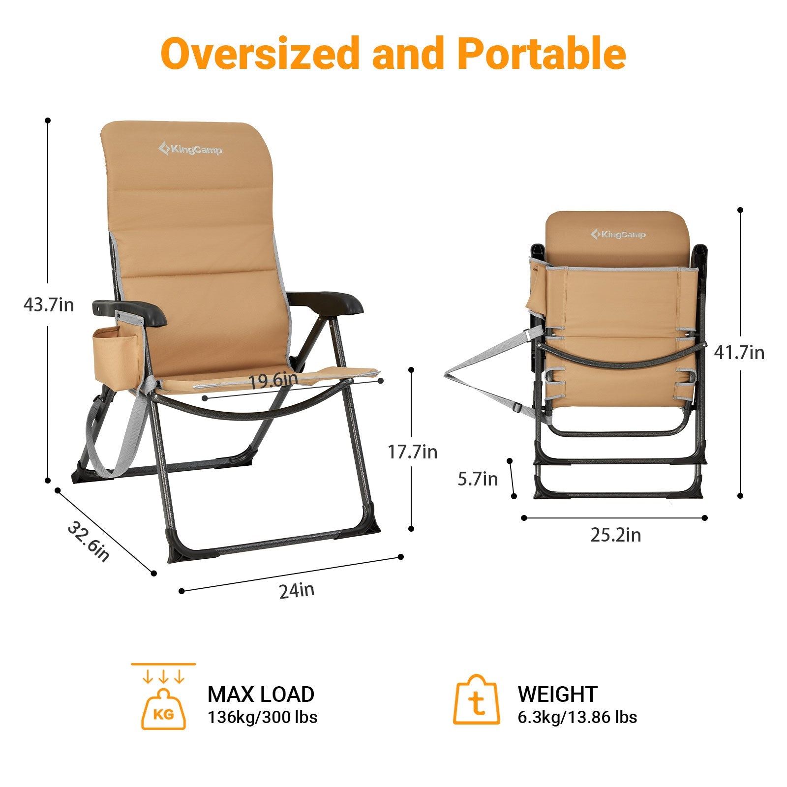 Buy KingCamp Ergonomics Adjustable High Back Camping Chairs