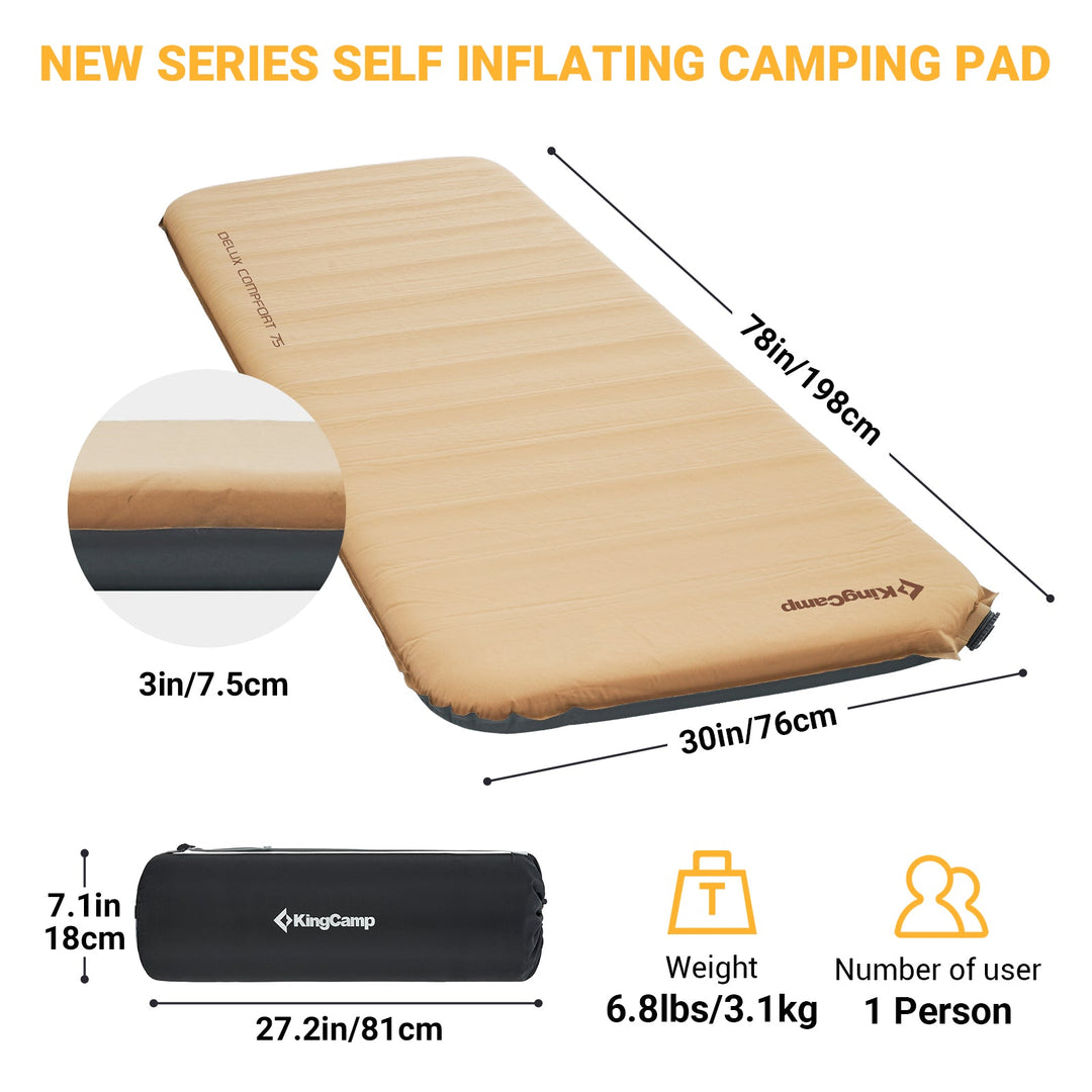 KingCamp Single Portable and Comfortable Self-Inflating Mat