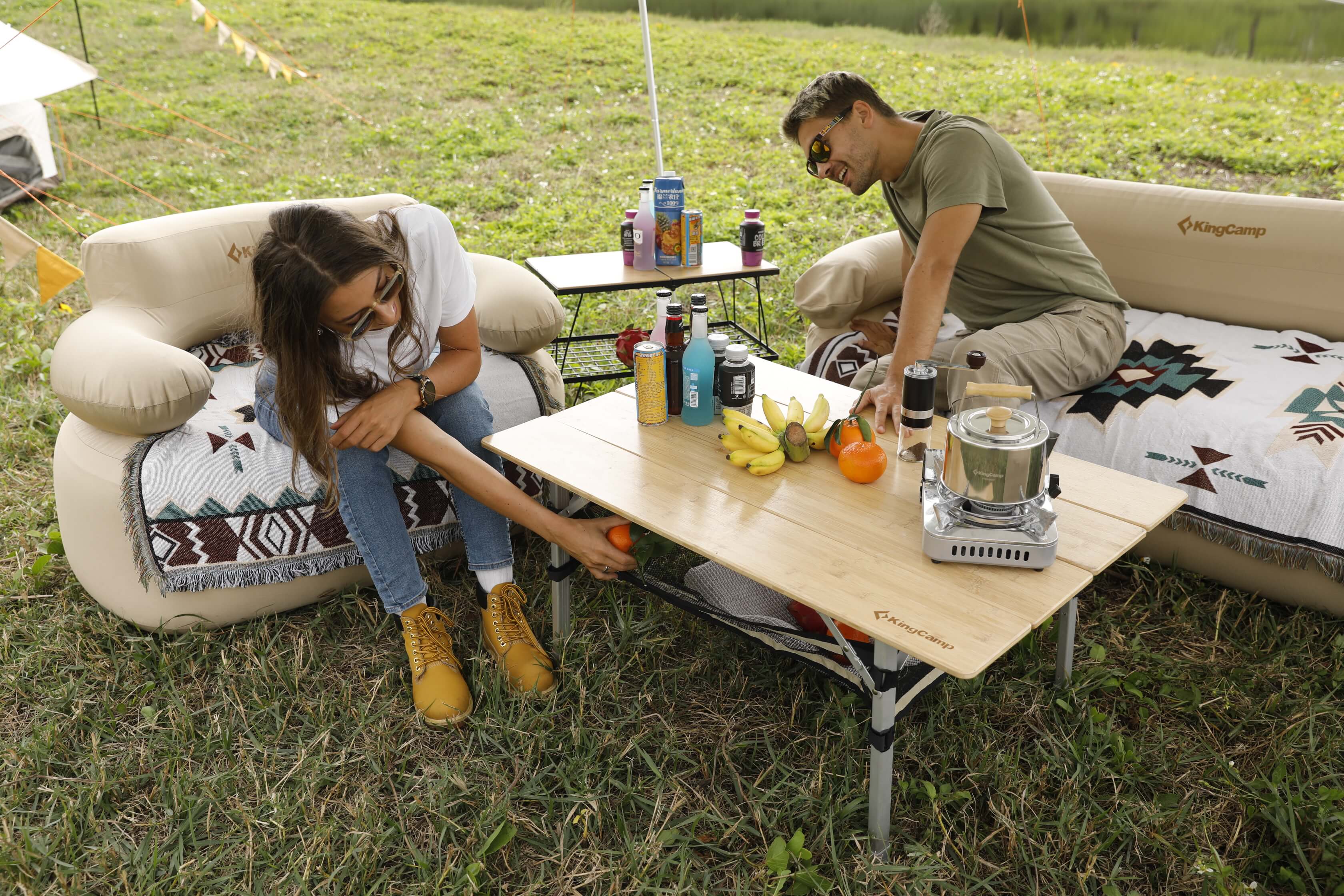 Now Buy KingCamp Bamboo Folding Adjustable Height Tables