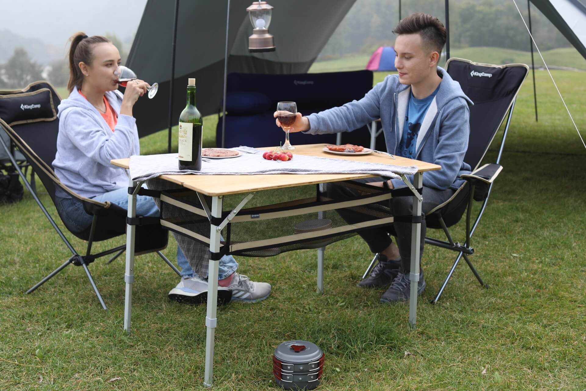 Now Buy KingCamp Bamboo Folding Adjustable Height Tables