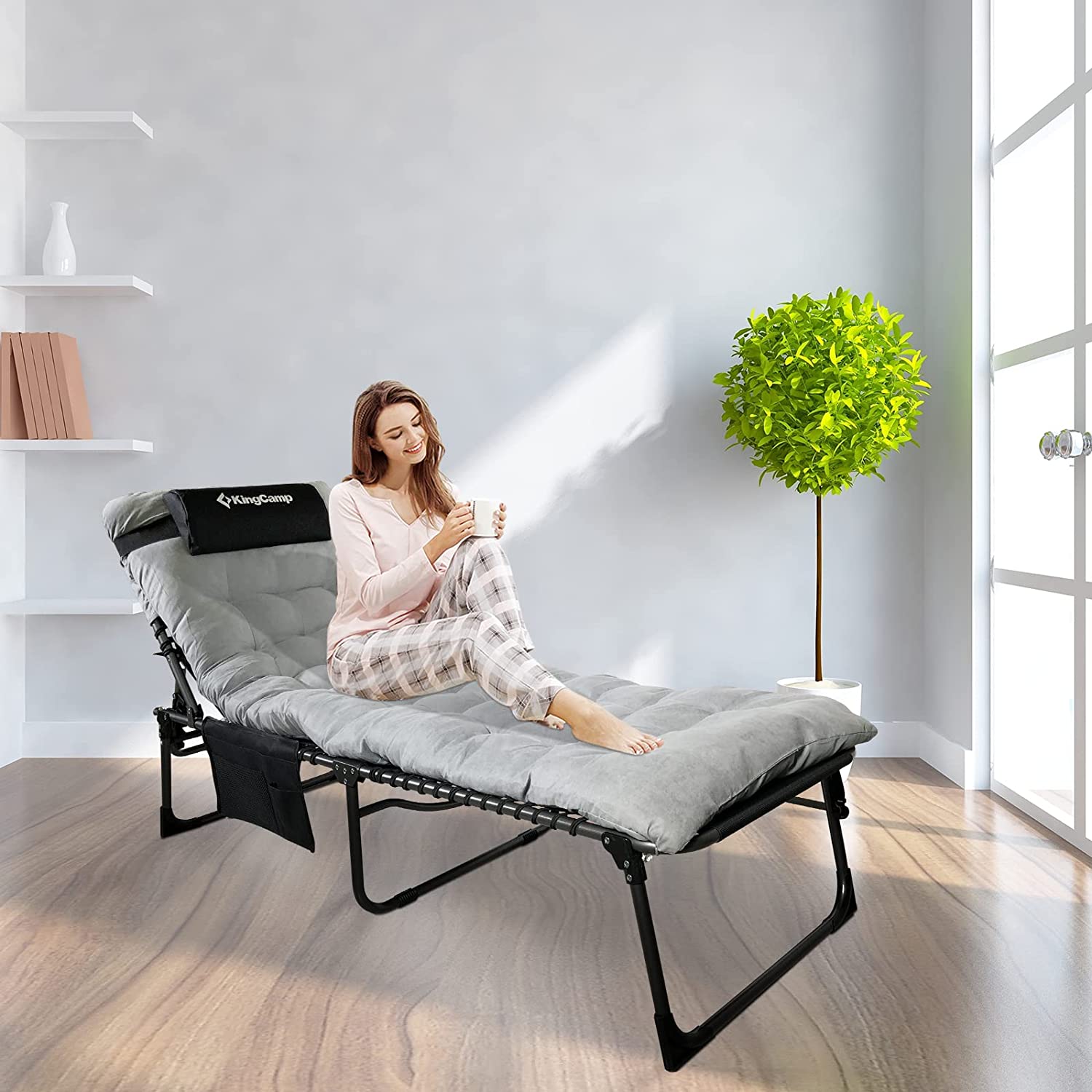 KingCamp Outdoor 4 Position Folding Chaise Lounge Chair